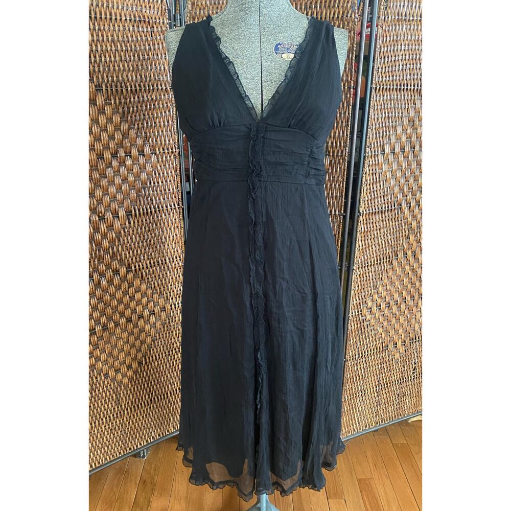Size M//Vintage Y2K Black Silk Midi Dress